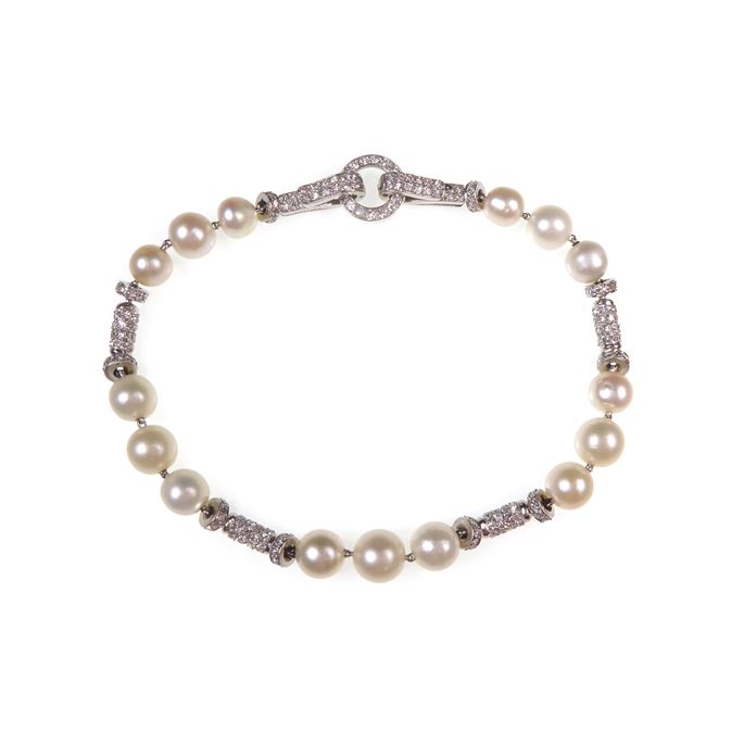  Cartier - Early Art Deco pearl and diamond bracelet | MasterArt
